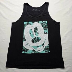 Disney NEFF Mickey Mouse Tank Top Mens Large Black Teal Graphic Classic Print